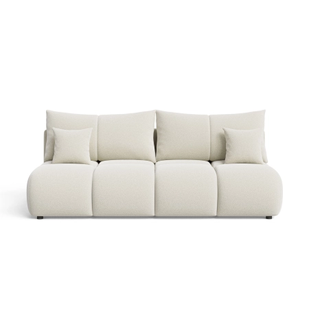 Biała sofa pikowana z czterema poduszkami boucle VOLARE front