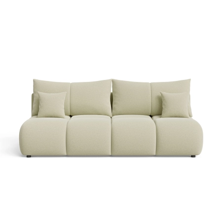 Beżowa sofa pikowana boucle z czterema poduszkami VOLARE front