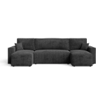 Grafitowa sofa narożna z funkcją spania CORDO U sztruks