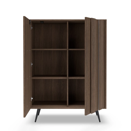 Wysoka komoda dwudrzwiowa do salonu  VALLE 94 cm dąb dunin front otwarta
