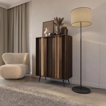 Wysoka komoda dwudrzwiowa do salonu  VALLE 94 cm dąb dunin aranżacja