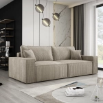 Beżowa sofa z funkcją spania na sprężynach COBRA sztruks