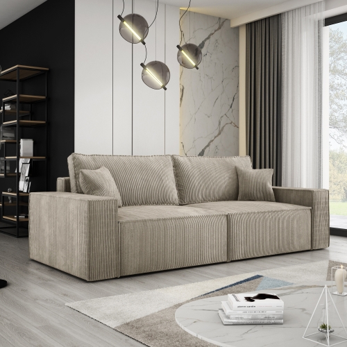 Przejdź do produktu Beżowa sofa z funkcją spania na sprężynach COBRA sztruks