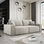 Kremowa sofa rozkładana z funkcją spania COBRA sztruks
