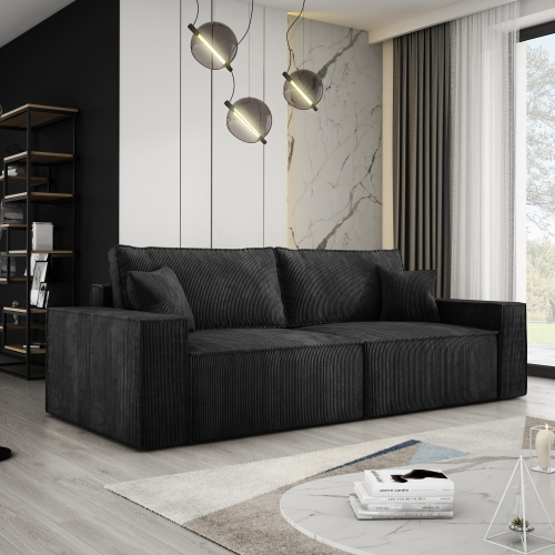 Przejdź do produktu Czarna sofa z funkcją spania COBRA sztruks
