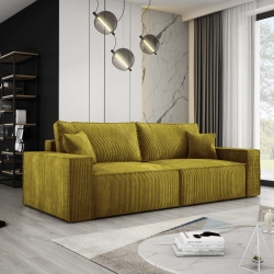 Musztardowa sofa z funkcją spania COBRA sztruks