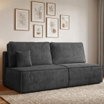 Grafitowa sztruksowa sofa rozkładana z funkcją spania MIRA