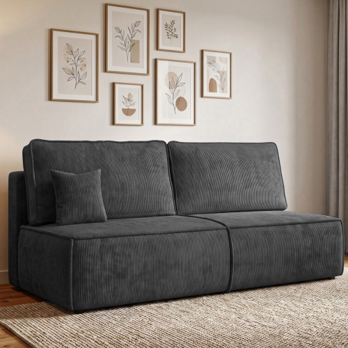 Przejdź do produktu Grafitowa sztruksowa sofa rozkładana z funkcją spania MIRA