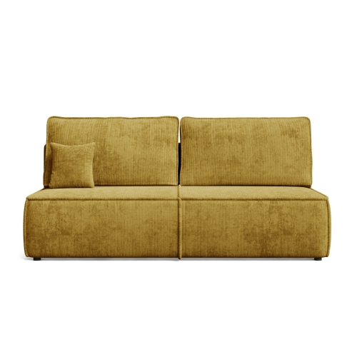 Przejdź do produktu Musztardowa sztruksowa sofa z funkcją spania MIRA