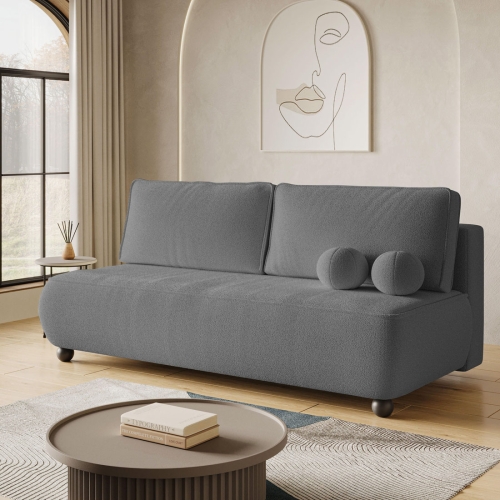 Przejdź do produktu Szara sofa z funkcją spania i pojemnikiem NOVA boucle