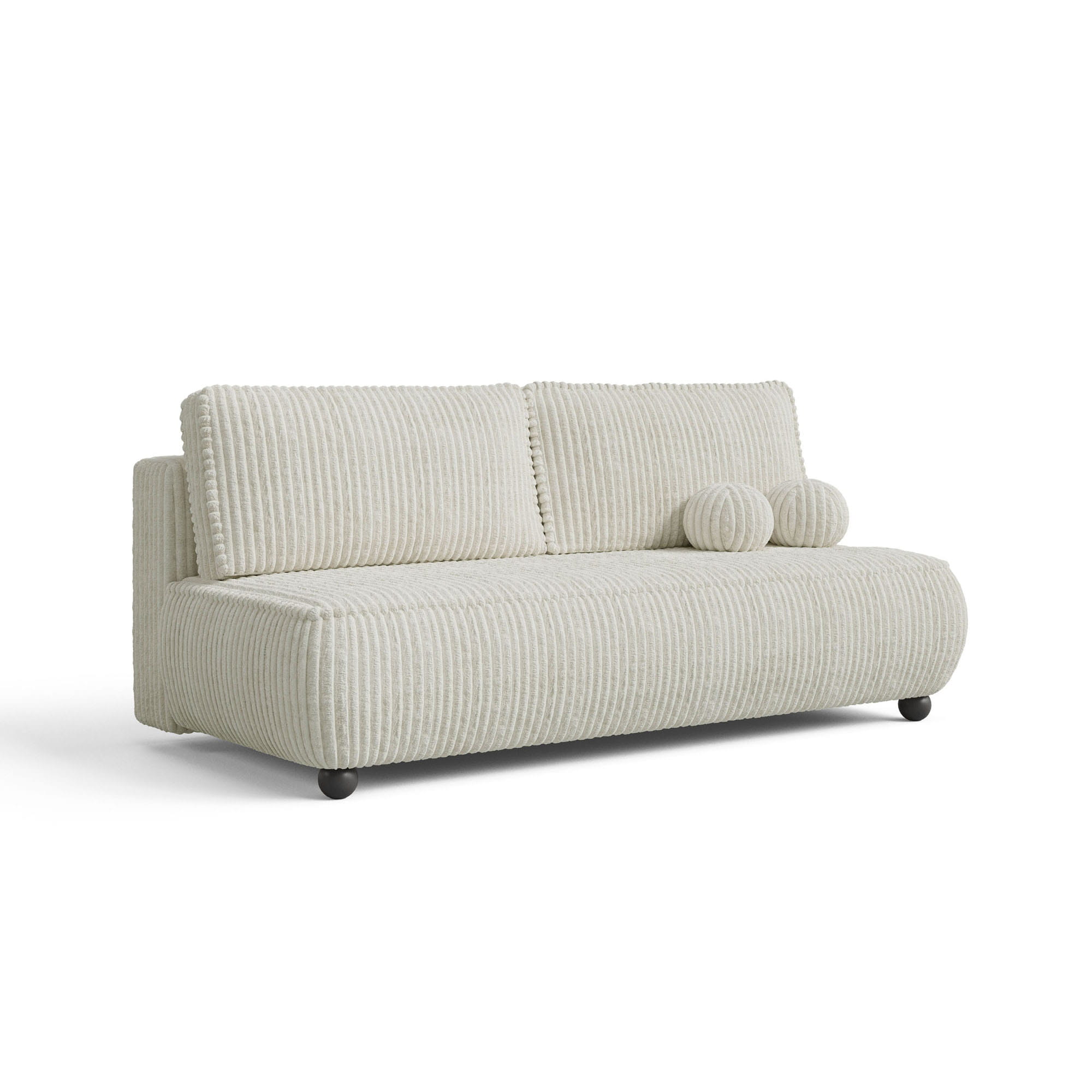 Sofa do salonu sztruksowa bez boków NOVA kremowa skos