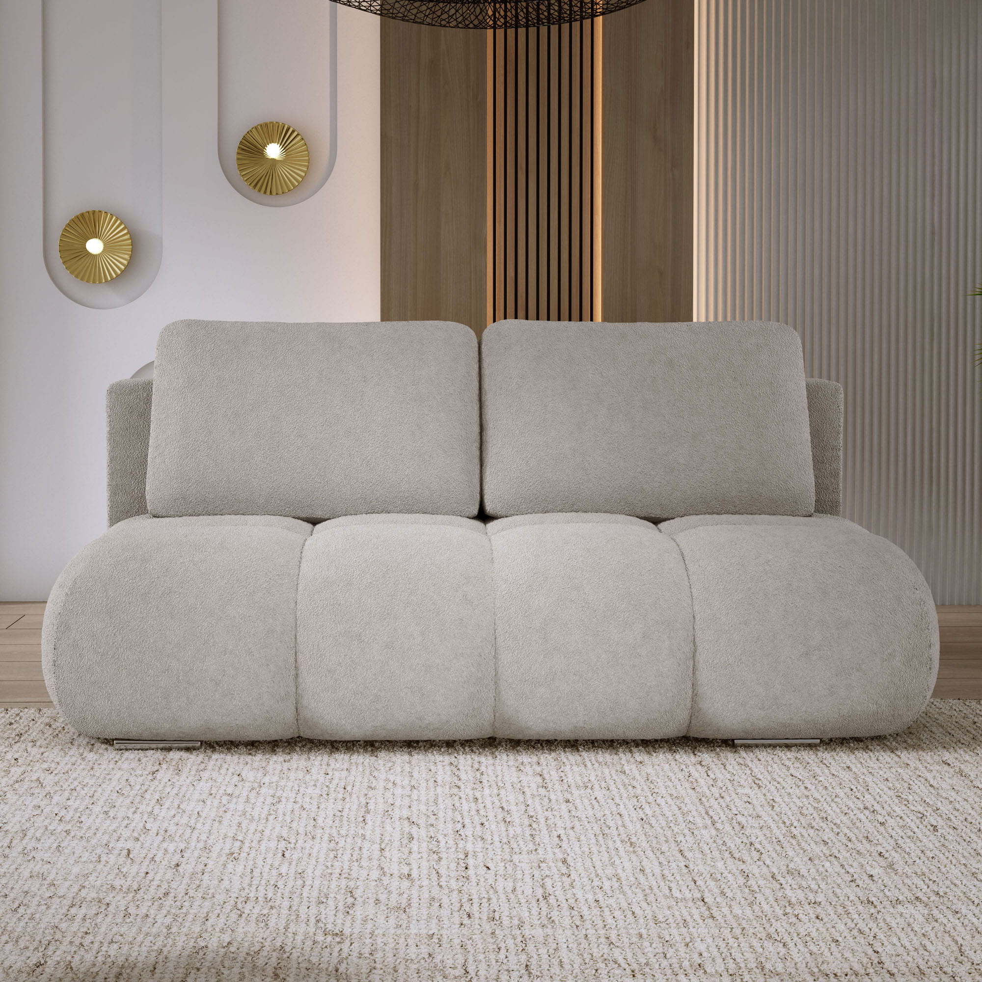 Beżowa kanapa do salonu pikowana boucle MISTY