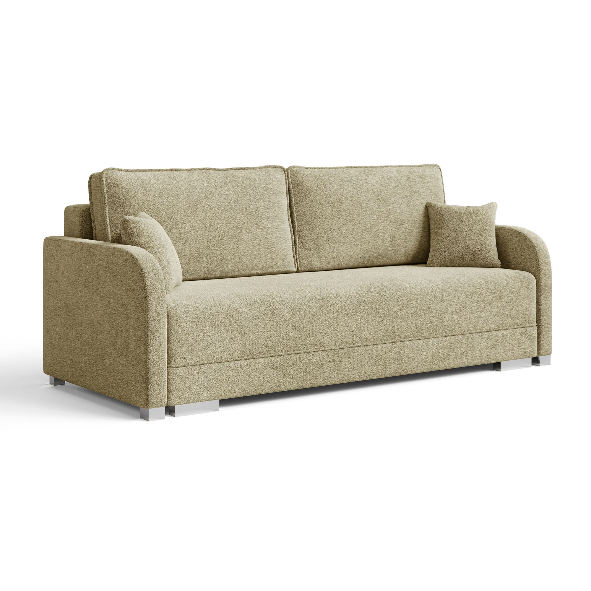 Beżowa sofa boucle do salonu trzyosobowa GOJA skos