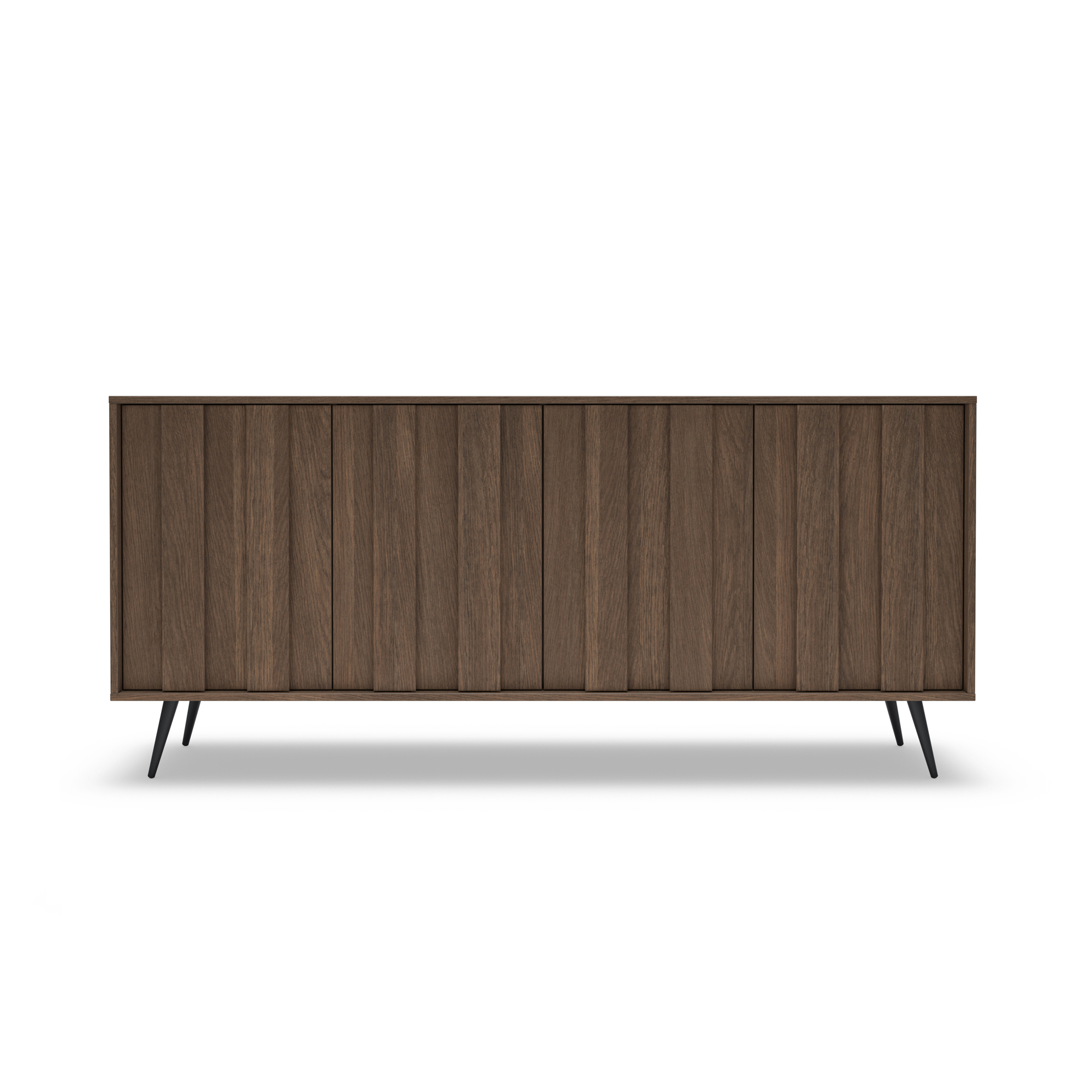 Szeroka komoda czterodzwiowa z LED VALLE 183 cm na nóżkach dąb dunin front