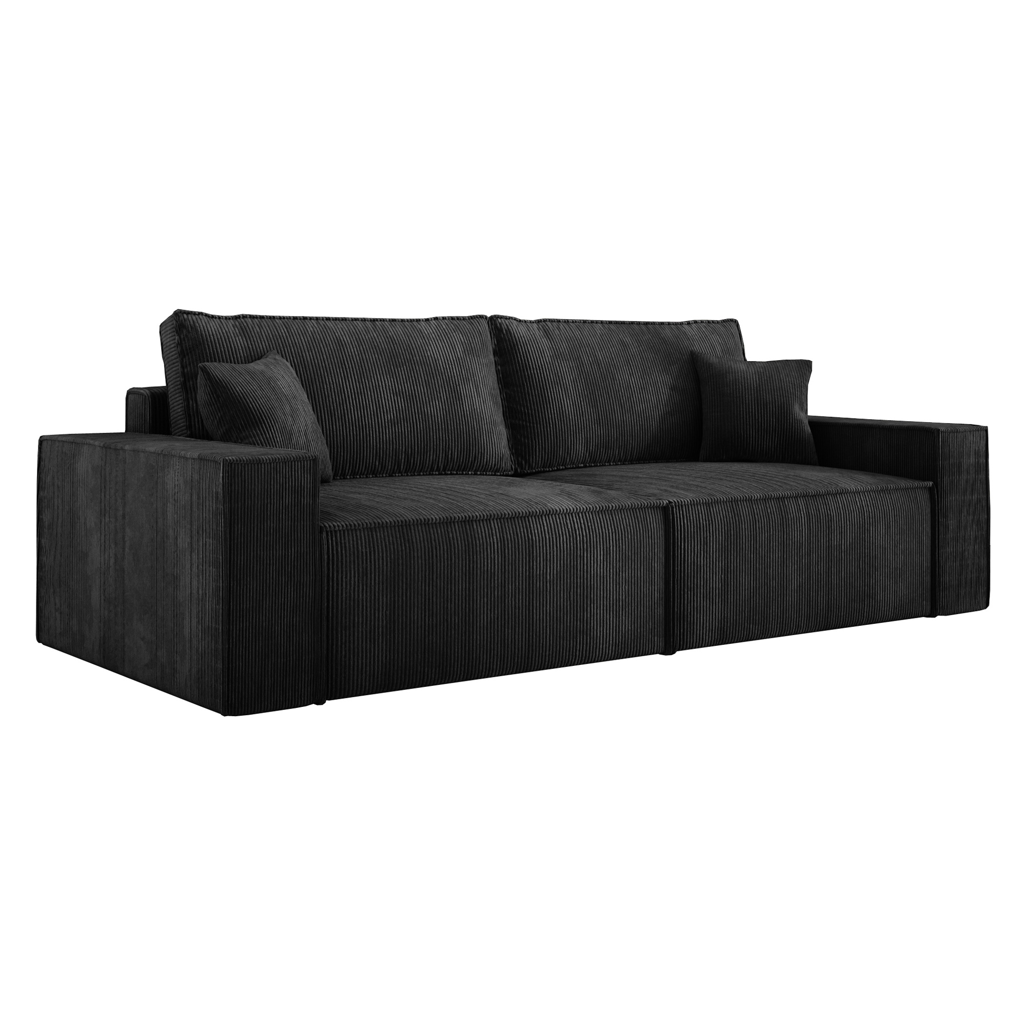 Czarna sofa sztruksowa COBRA białe tło